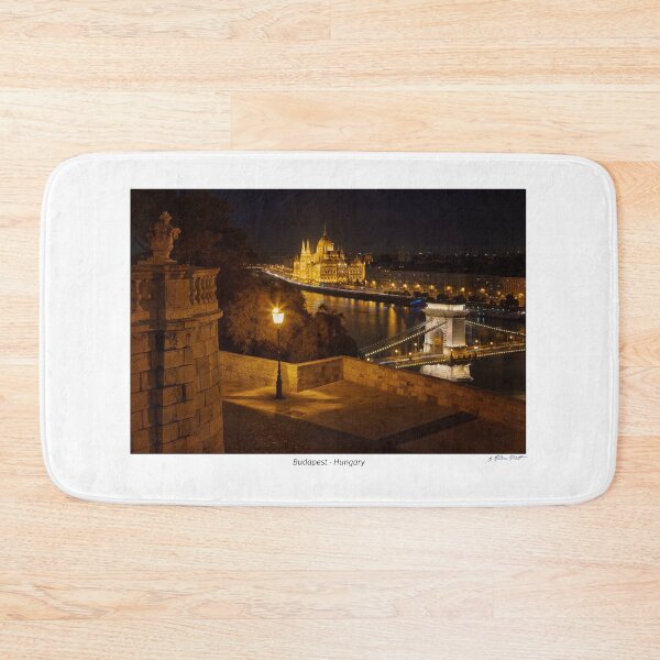 Item preview, Looking down to the Danube river with parliament building and chain bridge in Budapest, Hungary designed and sold by AndreasPrott.