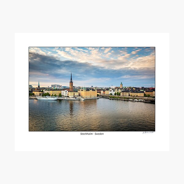 Stockholm sunset with island Riddarholmen and old town Gamla Stan, Sweden Photographic Print