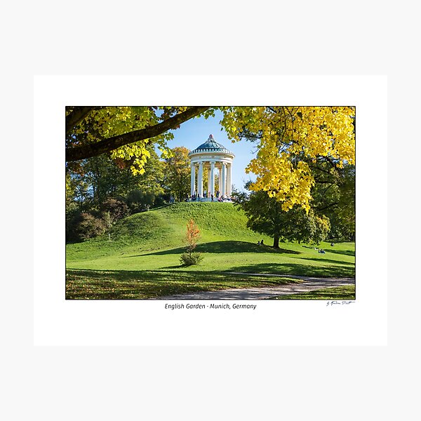 Monopteros building in the English Garden in Munich in autumn. Photographic Print