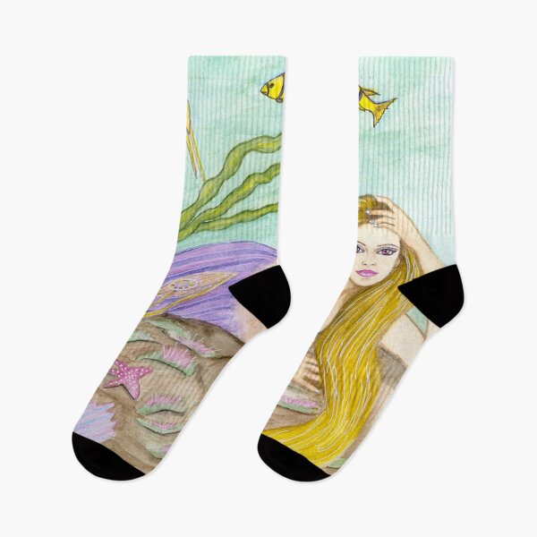 Item preview, Utopia Mermaid Fantasy Watercolor Art by Laurie Leigh Purple Tail designed and sold by LaurieLeighArt.
