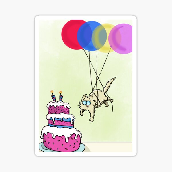 Birthday Cat Sticker