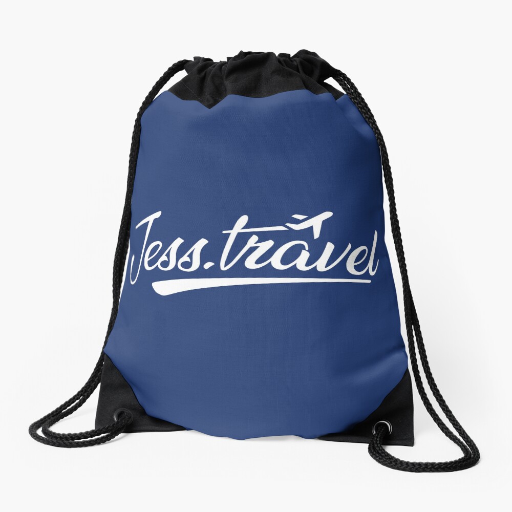 Jess.Travel White Logo Drawstring Bag