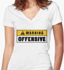 Warning Offensive Lockout Women's Fitted V-Neck T-Shirt