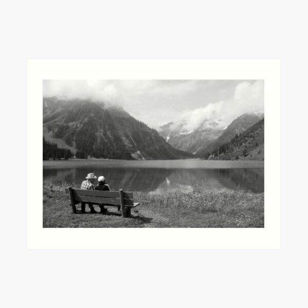 Conversation on a bench Art Print