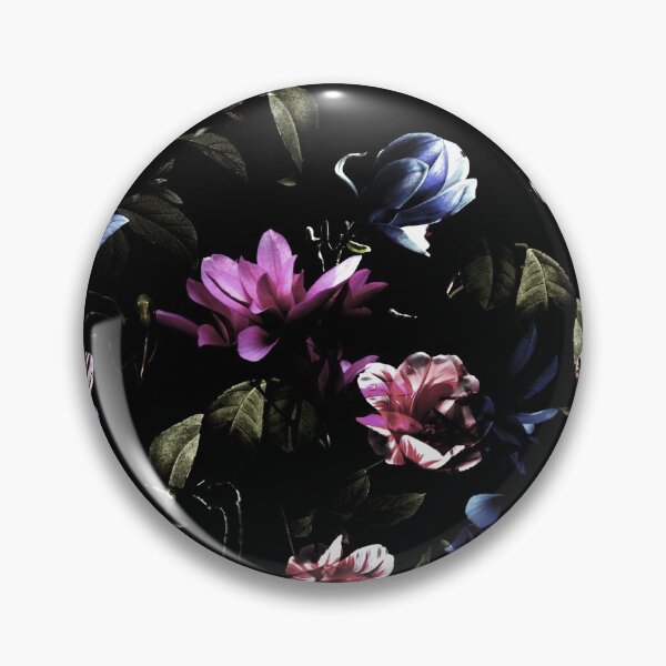 Item preview, Dark Floral Pink and Blue on Black designed and sold by mythandframe.