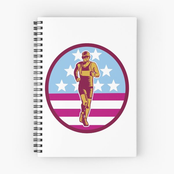 Item preview, Marathon Runner USA Flag Circle Woodcut designed and sold by patrimonio.