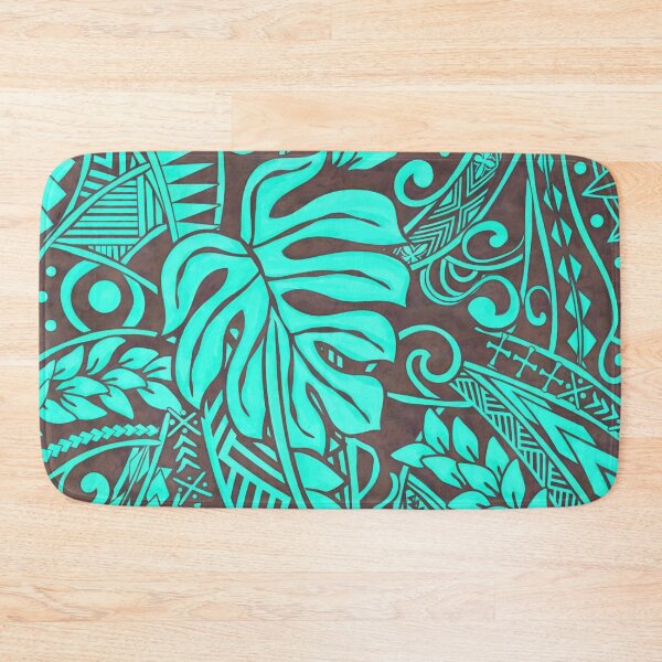 Item preview, Teal Polynesian Tropical Leaf Design designed and sold by sunnthreads.