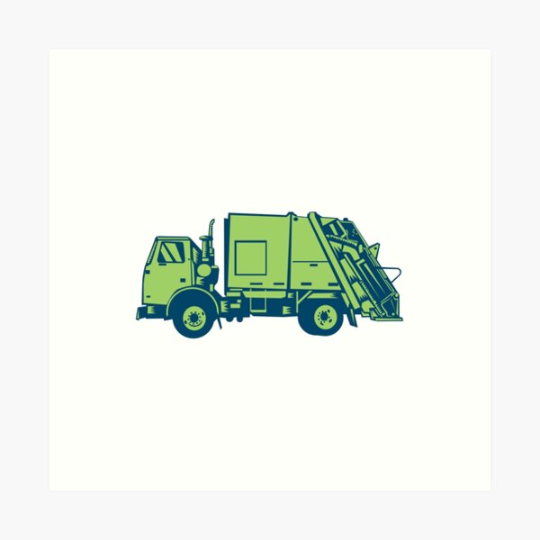 Item preview, Garbage Truck Rear End Loader Side Woodcut designed and sold by patrimonio.