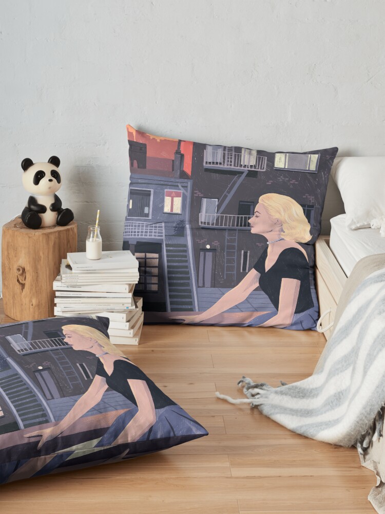 Alternate view of Rear Window - Pencil illustration Hitchcock fan art Floor Pillow