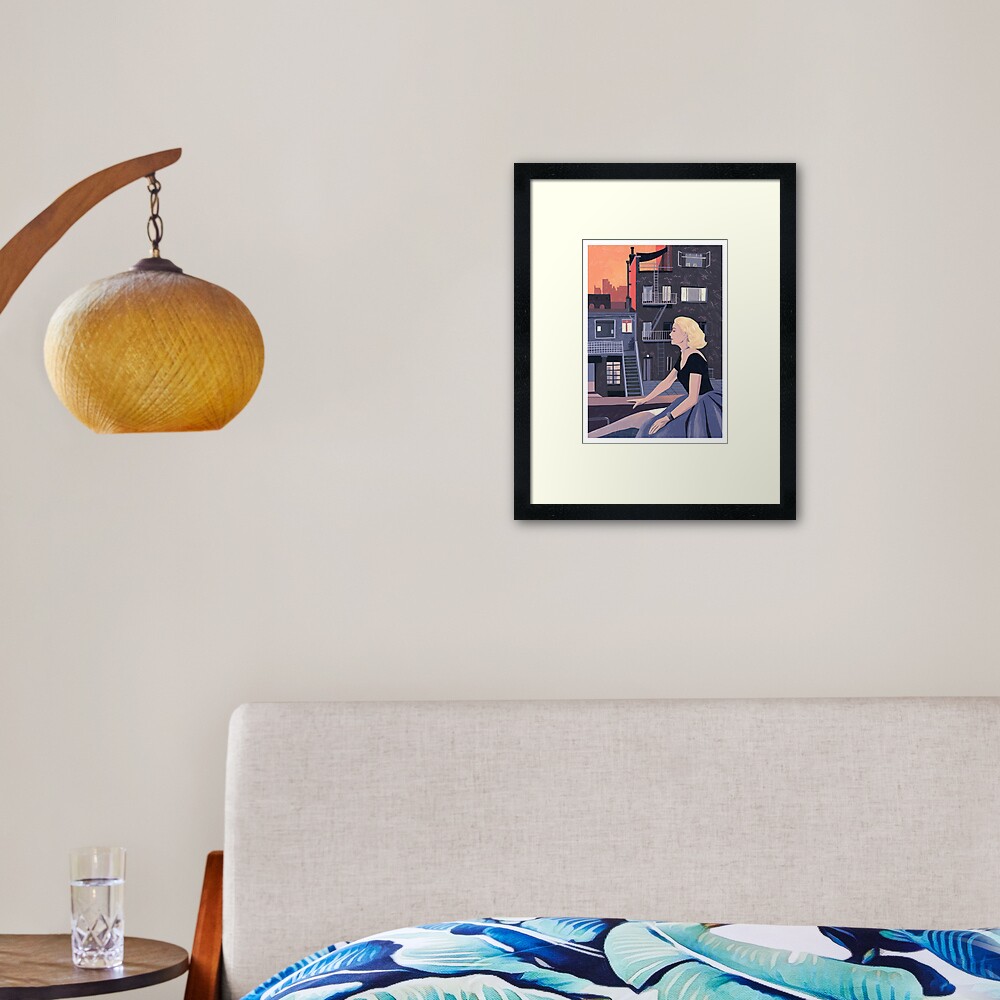 Rear Window - Pencil illustration Hitchcock fan art Framed Art Print