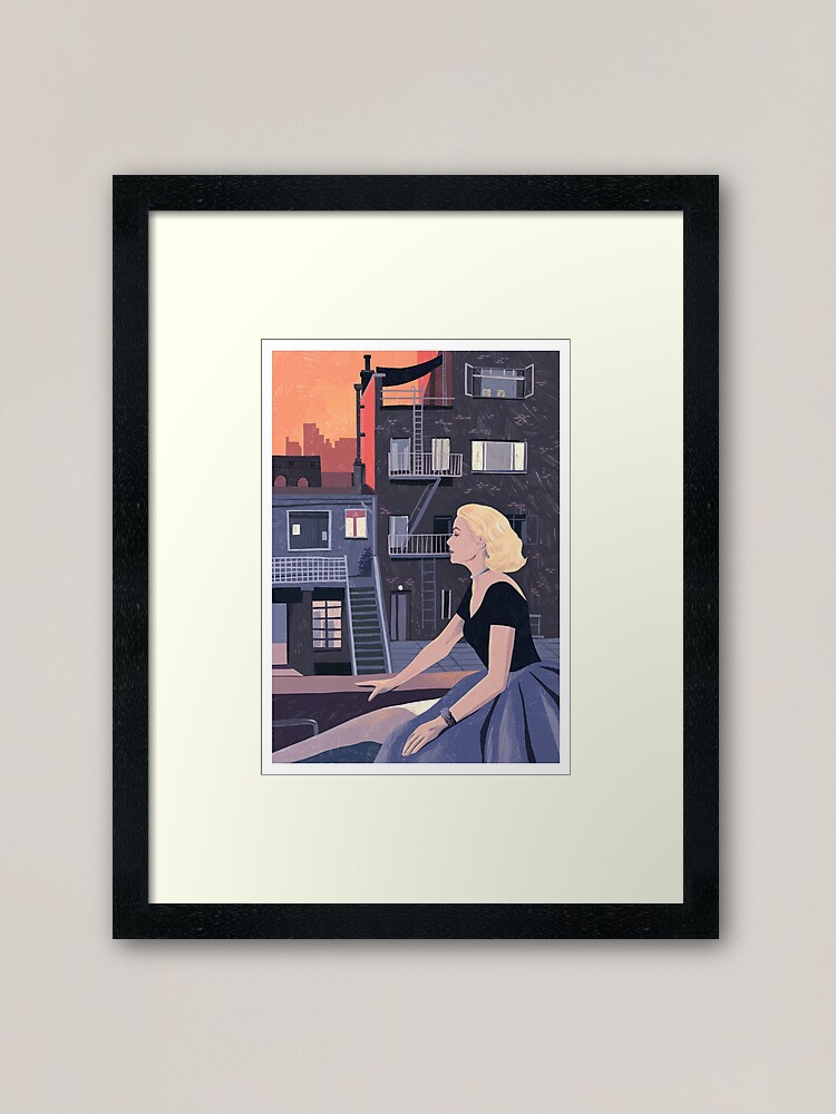 Alternate view of Rear Window - Pencil illustration Hitchcock fan art Framed Art Print
