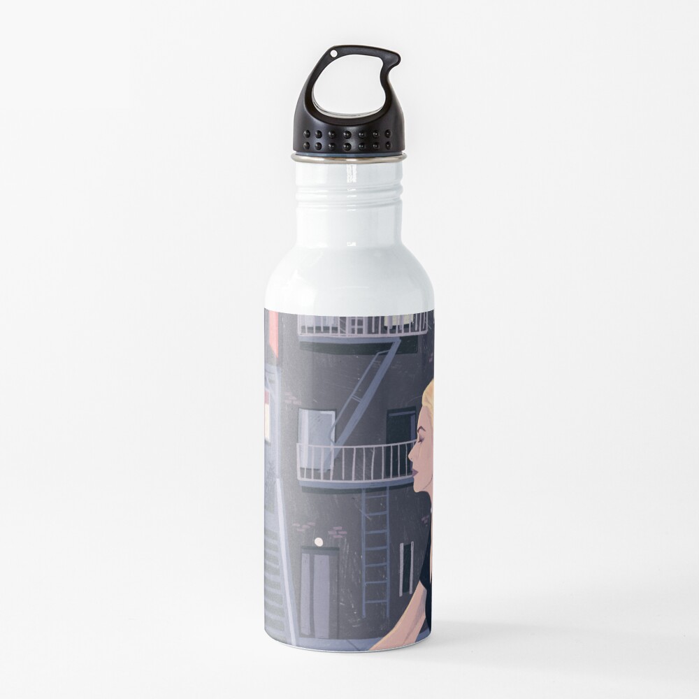 Rear Window - Pencil illustration Hitchcock fan art Water Bottle
