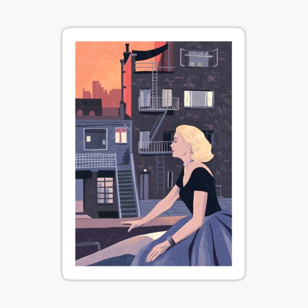 Rear Window - Pencil illustration Hitchcock fan art Sticker