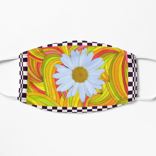 Ediemagic groovy daisy with checks Flat Mask