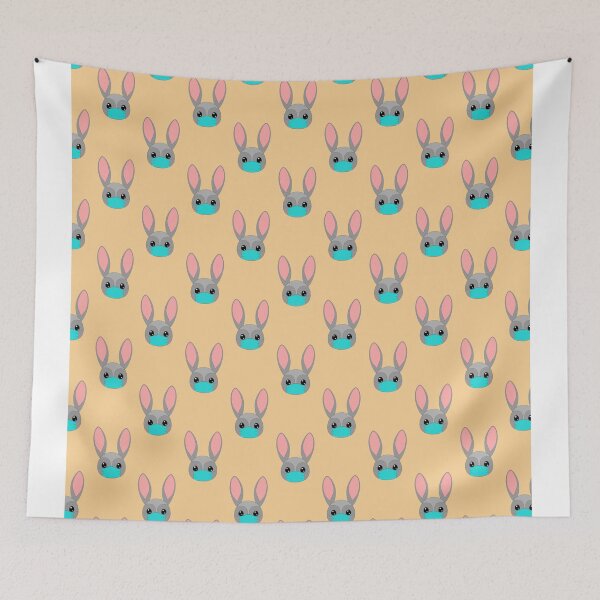 Item preview, Masked Bunnyl pattern on a brown background.  designed and sold by rodmendonca.