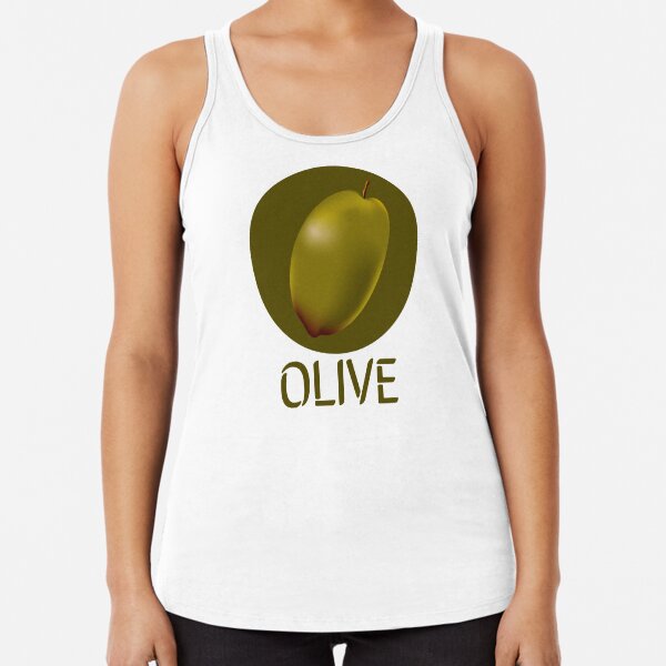 Green Olive Textured Graphic Illustration Racerback Tank Top
