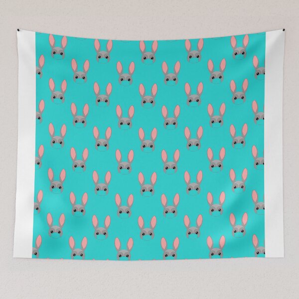 Item preview, Masked Bunny pattern on a blue background.  designed and sold by rodmendonca.