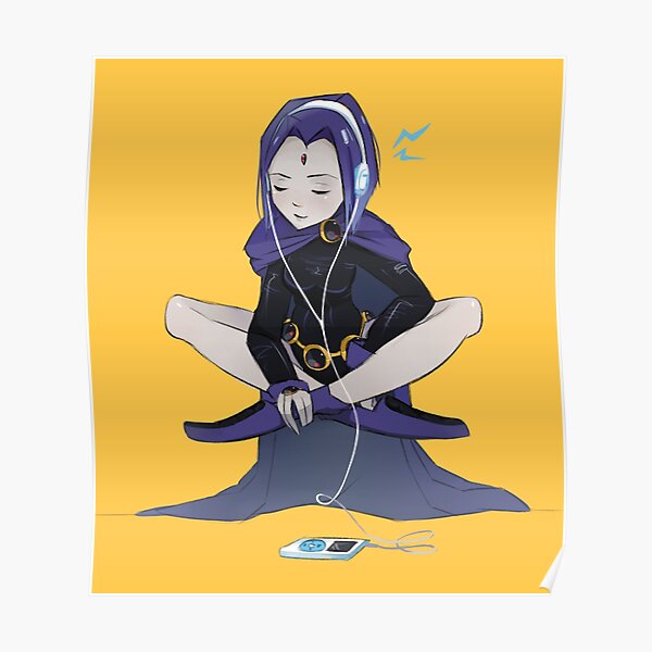 Raven listening to music Poster