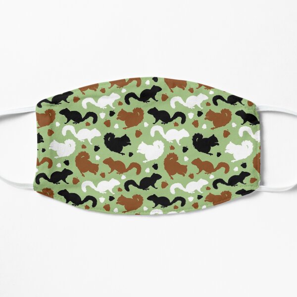 Squirrels Pattern in Green Red Squirrels Black Squirrel Repeating Patterns Flat Mask