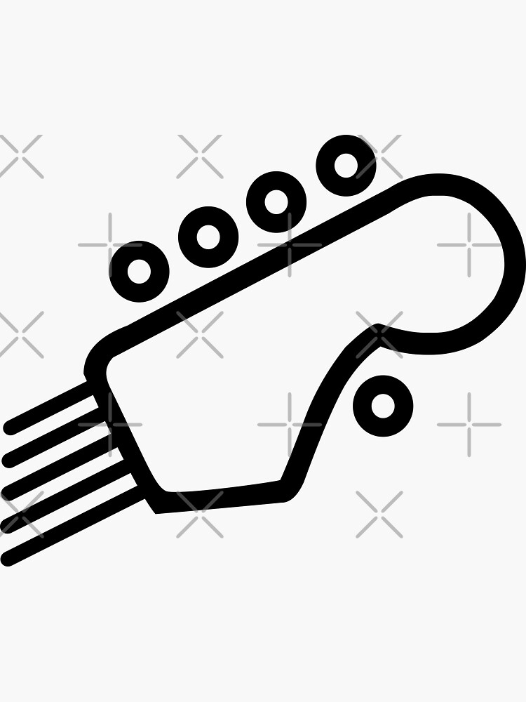 "5String Bass Guitar Head Stock Silhouette" Sticker for Sale by