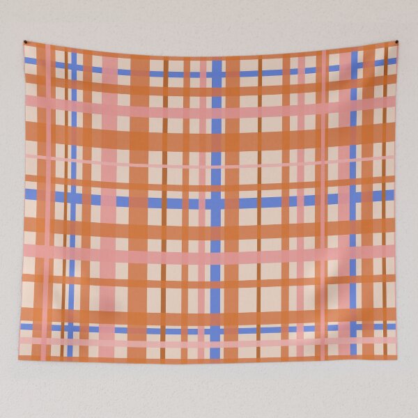 Item preview, Retro Modern Plaid Pattern in Pink, Orange, and Blue designed and sold by kierkegaard.