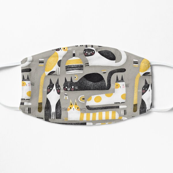 BLACK WHITE & YELLOW CATS Mask