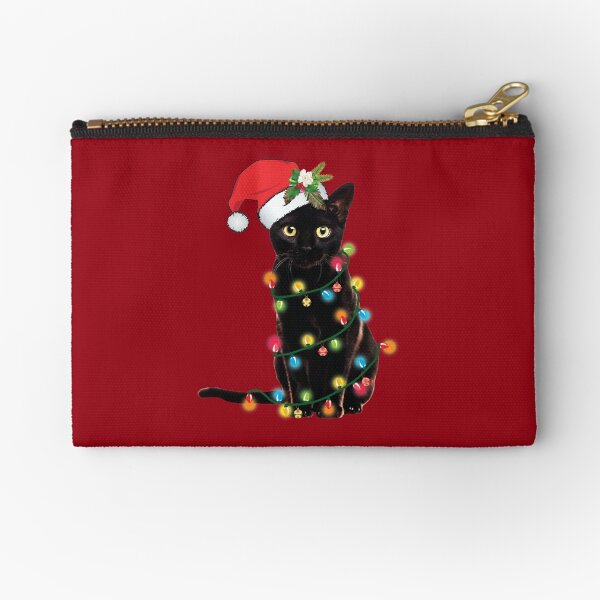 Item preview, Santa Black Cat Tangled Up In Christmas Tree Lights Holiday designed and sold by tronictees.