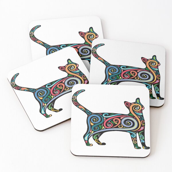 Item preview, cat silhouette with colorful Design - Gifts  designed and sold by kedesign1.