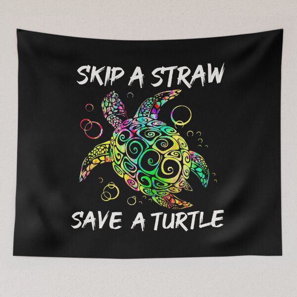 Item preview, Psychedelic Sea Turtle Gift "Skip a Straw Save a Turtle" graphic designed and sold by D-C-Designs.