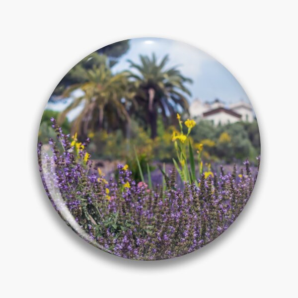 Item preview, Lush purple sage flowers with palms in the background designed and sold by lena-maximova.