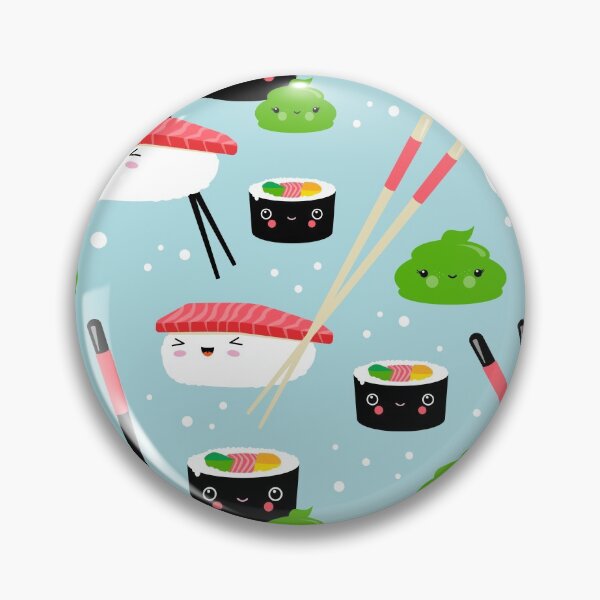 Item preview, Children’s room illustration in Japanese Kawaiian style with nigiri sushi, maki and wasabi designed and sold by Pia Kolle.