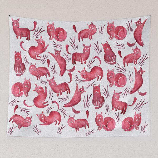 Item preview, Red Maroon Crazy cats designed and sold by Maitri-Sanghvi1.