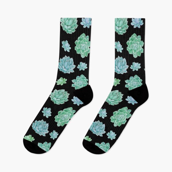 Item preview, Watercolour Succulents Pattern on Black Background designed and sold by MysticMagpie.