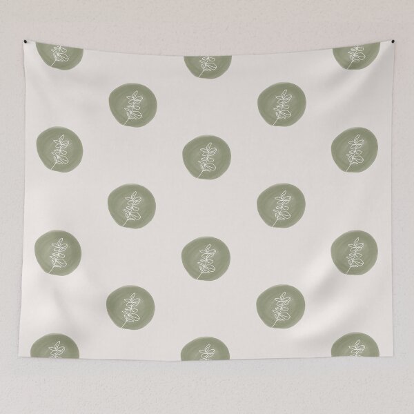 Item preview, Fine Line Eucalyptus Leaf Branch on Watercolor Circle designed and sold by AgataCreate.