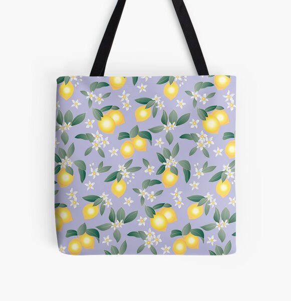 Lemons on Lilac All Over Print Tote Bag
