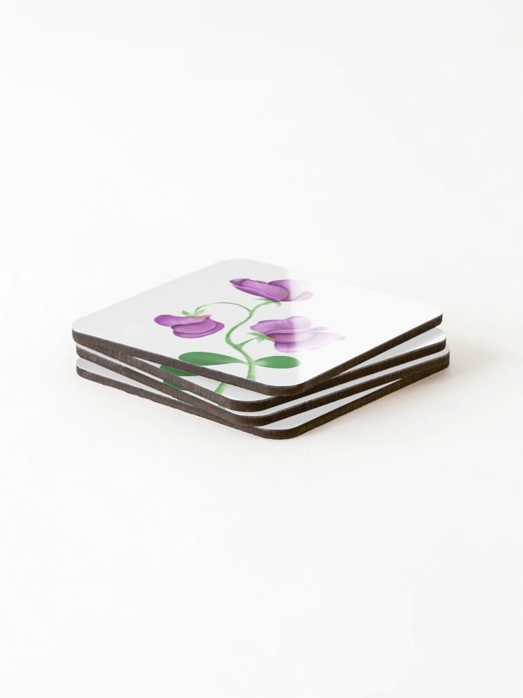 Thumbnail 4 of 5, Coasters (Set of 4), Sweet pea  designed and sold by pixiepatterns.