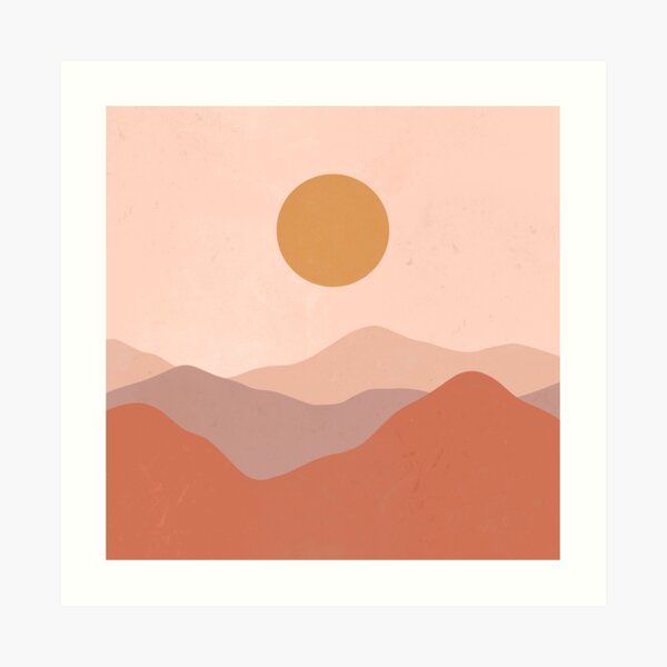 Boho Sunset T-shirt Minimalist Landscape Abstract Mountain 
