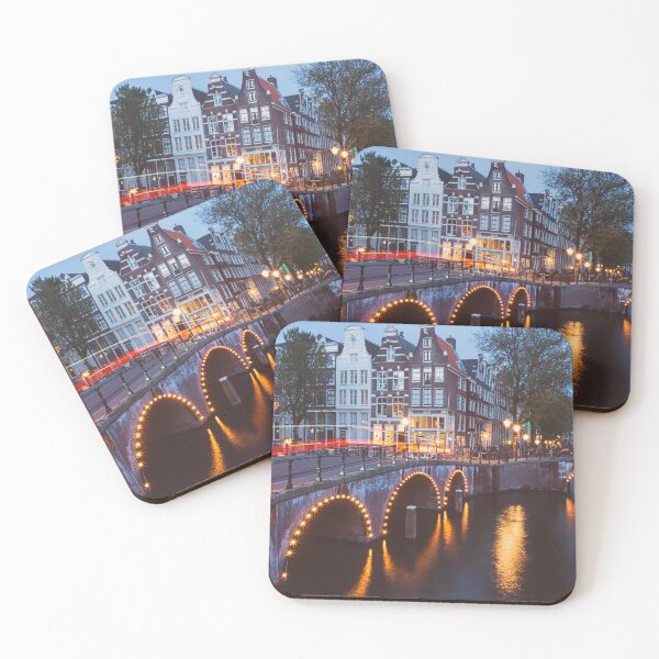Item preview, Bridges over Amsterdam Canals (Amsterdam Canal Bridge) on a summer evening designed and sold by michieldros.