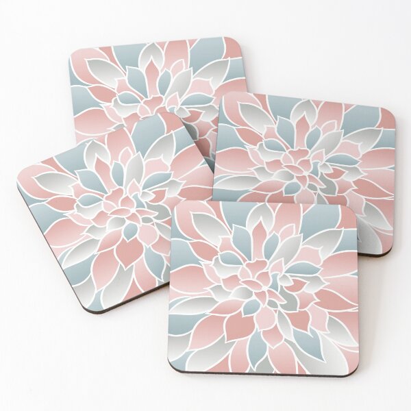 Item preview, Floral Modern Print Art, Pink, Aqua, Gray designed and sold by meggydesigns.