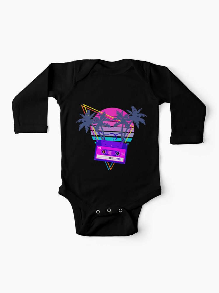 90s Vaporwave Sunset Cassette Tape In Outrun Synthwave Style Design Baby One Piece By D C Designs Redbubble