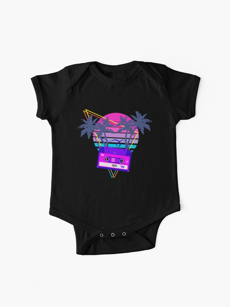 90s Vaporwave Sunset Cassette Tape In Outrun Synthwave Style Design Baby One Piece By D C Designs Redbubble