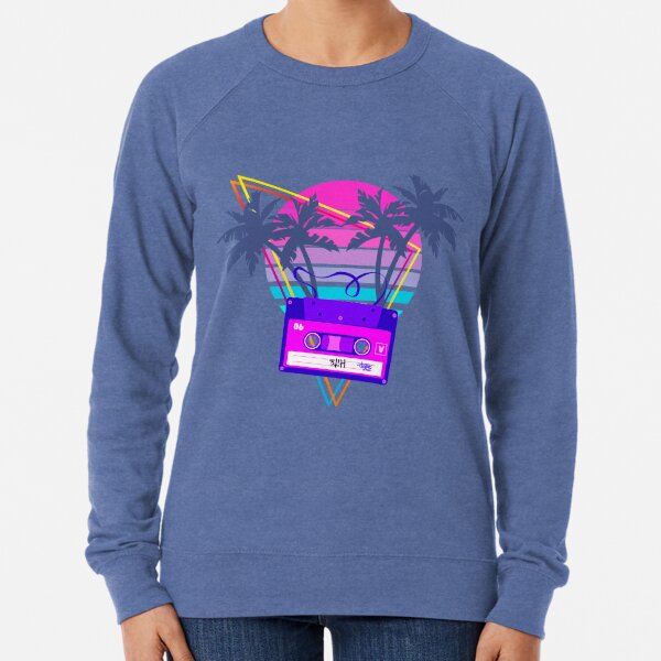 90s Vaporwave Sunset Cassette Tape in Outrun Synthwave style design Lightweight Sweatshirt