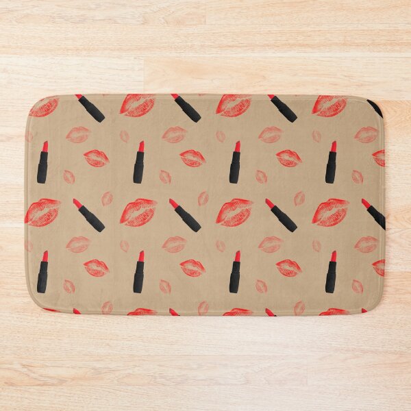 Artikelvorschau, Rotes Lippenstiftmuster auf Beige entworfen und verkauft von chihuahuashower.