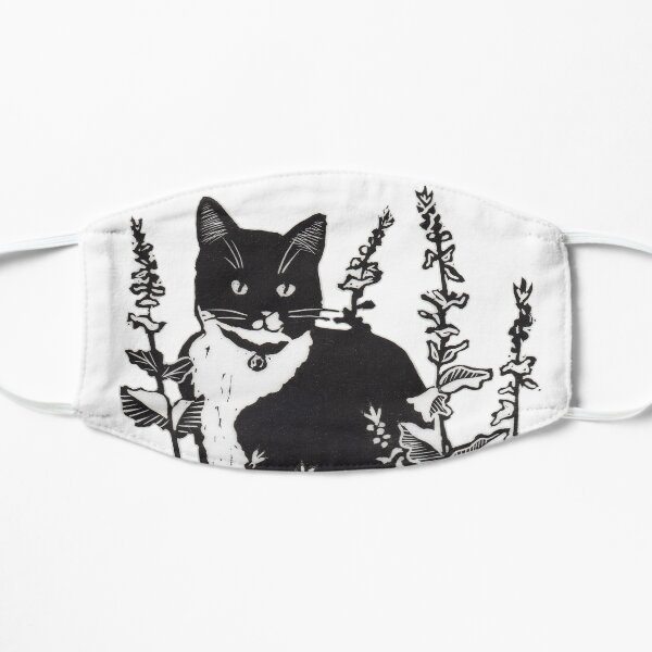 Tuxedo Cat in the Flower Garden Flat Mask