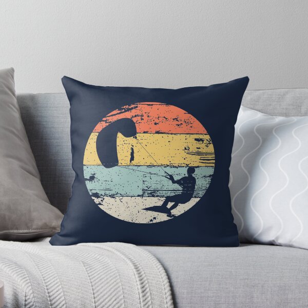 Kite Boarding Kiteboarder Retro Vintage Look Gift Throw Pillow