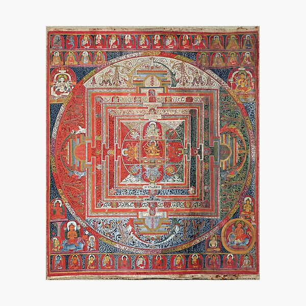 Tibetan Buddhist Manjushri Deity Mandala Thangka Reproduction Photographic Print