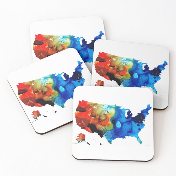 Item preview, United States of America Map 4 - Colorful USA designed and sold by Sharon Cummings Art.