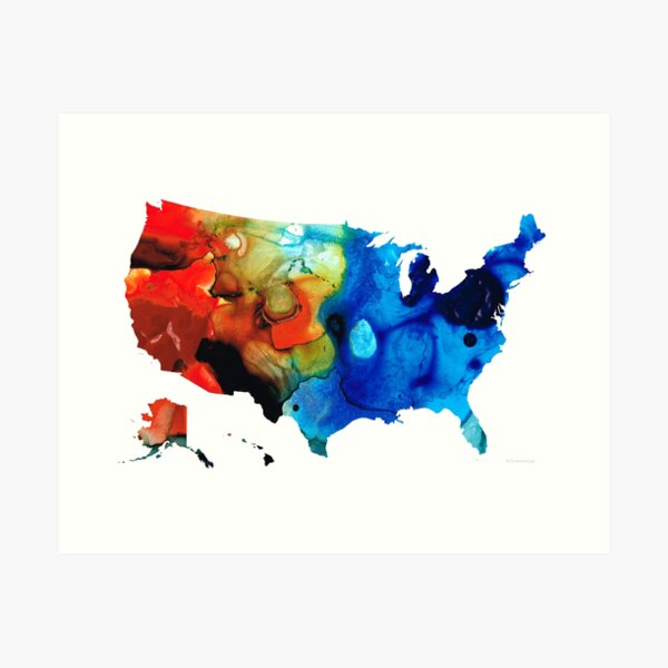 Item preview, United States of America Map 4 - Colorful USA designed and sold by Sharon Cummings Art.