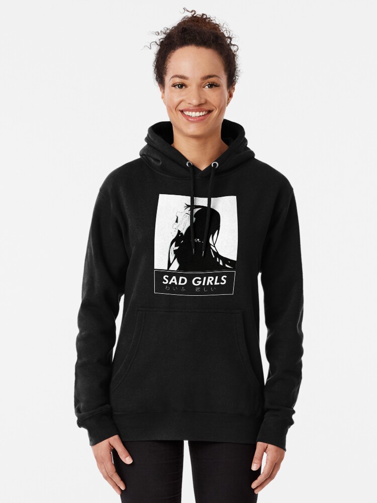 sad girl anime hoodie