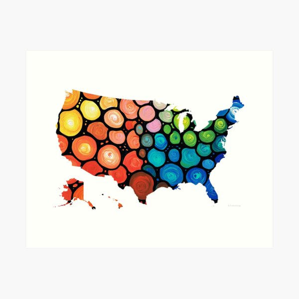 Item preview, United States of America Map 1 - Colorful USA designed and sold by Sharon Cummings Art.